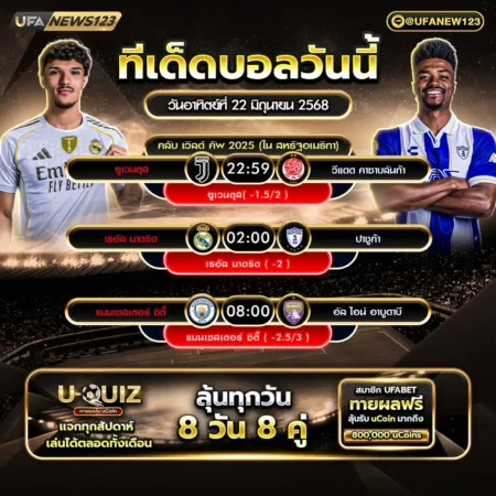 ทีเด็ดบอล 22 มิถุนายน 2568