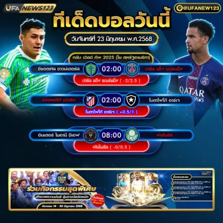 ทีเด็ดบอล 23 มิถุนายน 2568